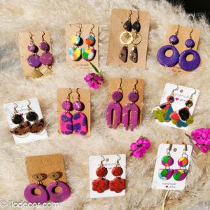 Collection boucles d'oreilles multicolores en polymère