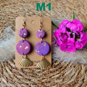 Boucles d'oreilles colorées en polymère 2 éléments - M1